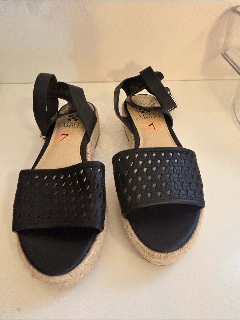 Vince Camuto Black Woven Espadrille Platform Sandals